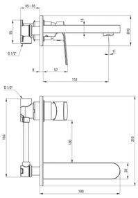 Deante ALPINIA BGA_N54L - baterie pentru lavoar, montaj încastrat, neagră