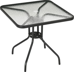 Outsunny Masă de grădină detașabilă metal 76x76 cm rezistentă la intemperii masă pentru balcon cu orificiu pentru umbrelă, antiderapant Negru | Aosom Romania