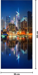 Fototapet pentru ușă - Manhattan noapea (95x205cm)
