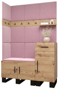 Set mobilier pentru hol Amanda 10 (Stejar artisan + roz). 1085939