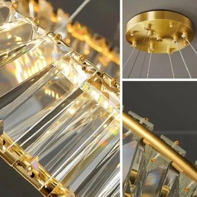 Lustra led suspendata cristal, telecomanda, Moya 60 Gold, 128w