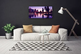 Tablou pe panza canvas Oraș Case Violet Negru