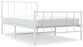 352539 vidaXL Cadru de pat metalic cu tăblie de cap/picioare, alb, 90x190 cm