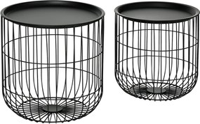 HOMCOM Set Mese Rotunde Suprapuse din Oțel, Blat Detașabil, Design Modern pentru Living, Negru | Aosom Romania