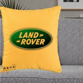 Perna Personalizata cu emblema Land Rover, 40x40 cm, Galben, Husa Detasabila, Perna Inclusa, BEKZ®