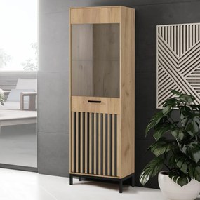 Vitrina Lamino W-1 stejar craft/negru