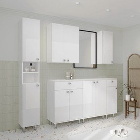 Corp Baie Zaria, 2 Usi, Alb lucios/Alb, MDF, L 60 x l 35 x H 85 cm