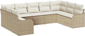 vidaXL Set de canapele pentru grădină 9 pcs Bej și alb poliratan