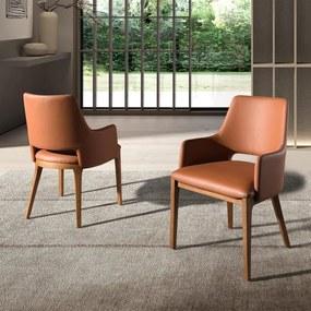 Scaun design LUX, Nuc, Piele sintetica, Brown