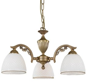 Candelabru cu 3 brate clasic design italian din alama si sticla 8601 RA-L. 8601/3