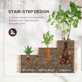 Outsunny Pat de Grădină Înălțat cu 9 Grile de Cultivare și 3 Niveluri, Țesătură Netesută pentru Legume și Flori, Interior și Exterior | Aosom Romania