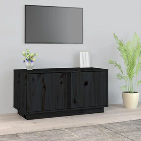 Comoda TV, negru, 80x35x40,5 cm, lemn masiv de pin