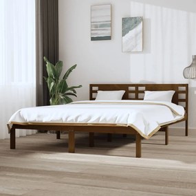 Cadru de pat, maro miere, 120x200 cm, lemn masiv de pin maro miere, 120 x 200 cm
