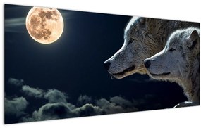 Tablou cu lupi în lună (120x50 cm)