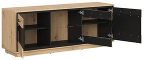 Masă TV/dulap Pont RTV2D1W (Stejar artisan + Negru mat). 1063039