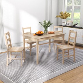 HOMCOM Set de masă 5 piese, masă cu scaune, lemn masiv, 118 cm x 73 cm x 75 cm, natur | Aosom Romania
