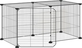 vidaXL Cușcă animale de companie cu ușă, 8 panouri, negru 35x35cm oțel
