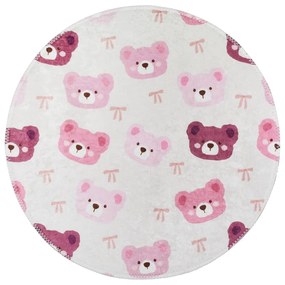 Covor pentru copii roz-fildeș lavabil ø100 cm Cute Teddies Pink – Vitaus