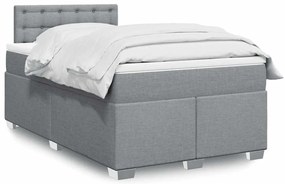 vidaXL Pat box spring cu saltea, gri deschis, 120x190 cm, textil