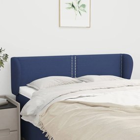 3117008 vidaXL Tăblie de pat cu aripioare, albastru, 147x23x78/88 cm textil