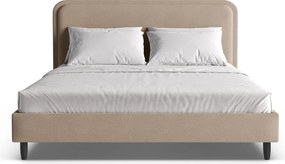 Pat matrimonial grej tapițat cu somieră 160x200 cm Aveline – Micadoni