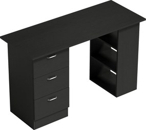 HOMCOM Birou de Calculator Modern, Masa de Lucru cu 3 Sertare și Raft pentru Depozitare, Design Elegant, Negru | Aosom Romania