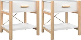 vidaXL Noptiere, 2 buc., alb, 42x38x45 cm, lemn prelucrat