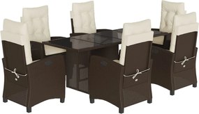 vidaXL Set mobilier de grădină cu perne, 7 piese, maro, poliratan