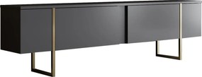 Comoda tv cu usi LUXE, gri antracit/auriu, PAL/metal, 180x50x30 cm