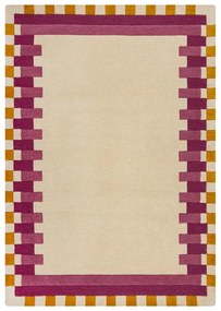 Covor galben/roz țesut manual din lână 160x230 cm Kai Wool Border – Flair Rugs