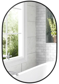 HOMCOM Oglindă pentru Baie cu Ramă din Aluminiu, 40x70 cm, Negru | Aosom Romania