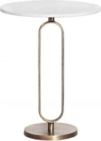 Masuta laterala din aluminiu si marmura Elegance 60cm auriu/ alb