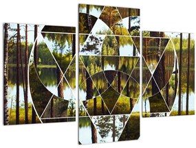 Tablou - Colaj geometric pe fundalul pădurilor nordice (90x60 cm)