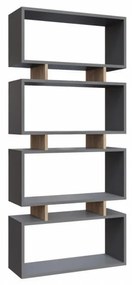 Biblioteca Living Langdon, PAL Melaminat, Gri Antracit / Stejar
