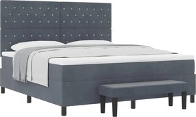 vidaXL Pat cu arcuri cu saltea Gri închis 180 x 200 cm Catifea