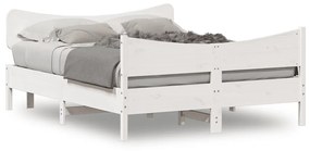 3216397 vidaXL Cadru de pat cu tăblie, alb, 135x190 cm, lemn masiv de pin