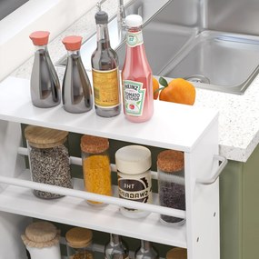 HOMCOM Cărucior de depozitare cu 4 niveluri, cărucior cu role și mânere, cărucior îngust, 45 x 15 x 91 cm, alb | Aosom Romania