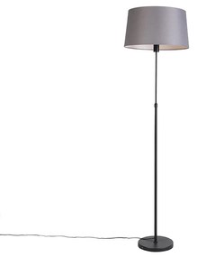 Lampă de podea neagră cu abajur din in gri închis 45 cm - Parte