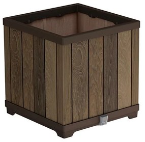 Cutie decorativă pătrată pentru flori din plastic, 61 L, nuc