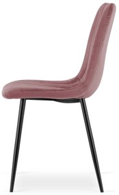 Scaun din catifea roz LAVA cu picioare negre