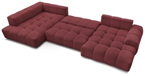 Colțar burgundy extensibil/cu spațiu de depozitare cu tapițerie din chenille (cu colț pe partea stângă/în formă de "U") Everest – Bobochic Paris