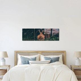 Tablou cu două girafe (cu ceas) (90x30 cm)