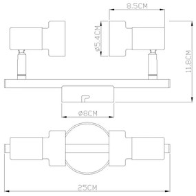 Spot Globo 57917-2N MASON 2xGU10/25W/230V negru/auriu