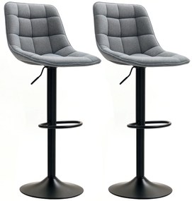 HOMCOM Scaun de bar modern, set de 2 scaune rotative cu spătar, reglabil pe înălțime, cu suport pentru picioare, tapițat, Gri închis | Aosom Romania