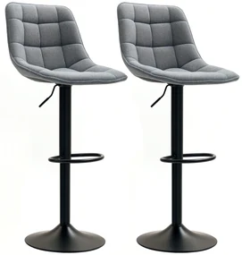 HOMCOM Scaun de bar modern, set de 2 scaune rotative cu spătar, reglabil pe înălțime, cu suport pentru picioare, tapițat, Gri închis | Aosom Romania
