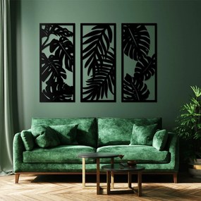 DUBLEZ | Decorațiune din lemn în 3 piese - Monstera