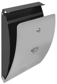 LUX16 cutie de scrisori, Neagră + oțel inoxidabil