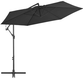 vidaXL Umbrelă consolă de grădină cu stâlp din aluminiu, negru, 300 cm