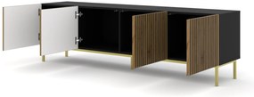 Masă TV F 4D 200 Rowanna (Stejar artisan + Negru + Auriu). 1125064