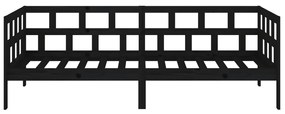 Pat de zi, negru, 90x200 cm, lemn masiv de pin Negru, 90 x 200 cm